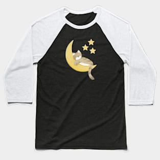 Sleeping cat and moon Baseball T-Shirt